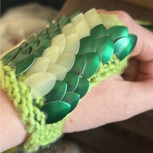 Green and White Scale Bracelet